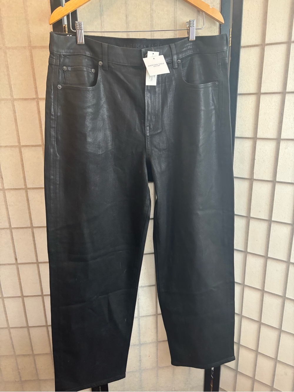 American Eagle Outfitters NWT Relaxed Coated High rise, wide leg jeans
